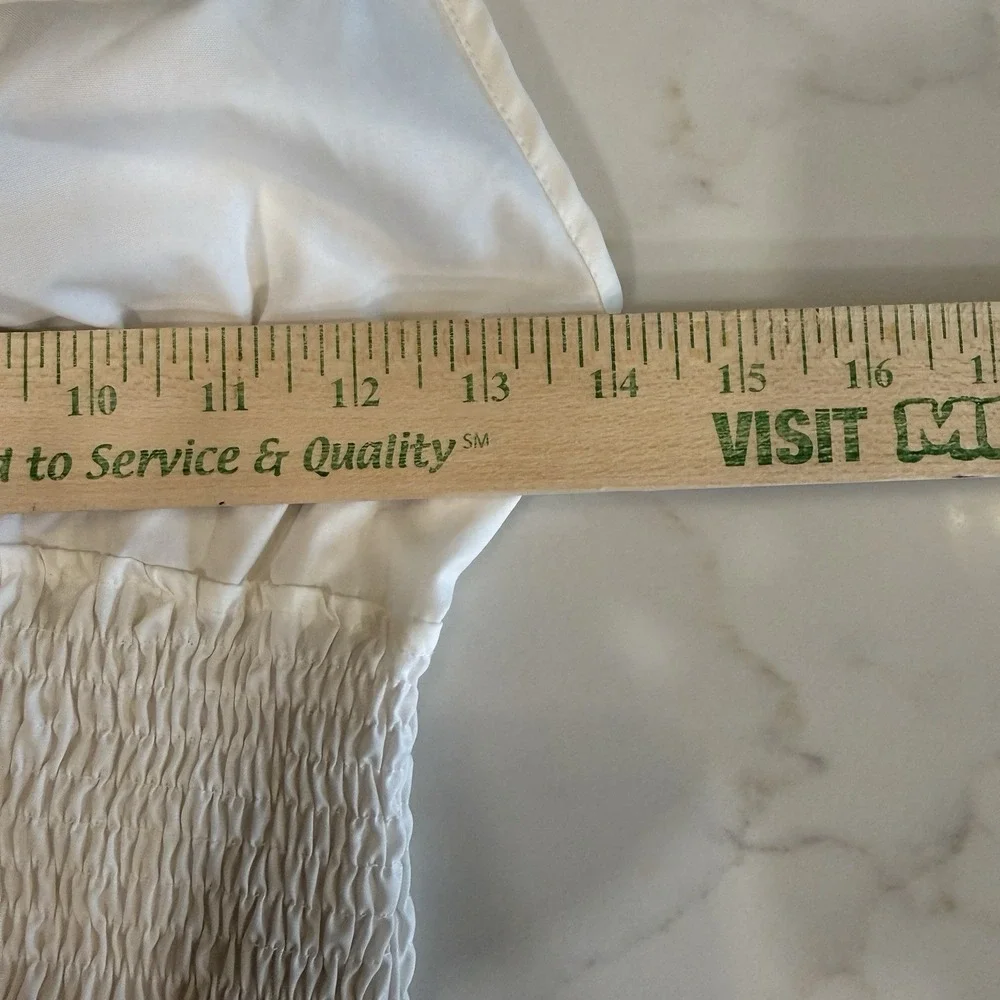 Coquette Ruffle Babydoll Top M Romantic Y2K Boho Fairy Keyhole Tie White V-Neck - Picture 7 of 9